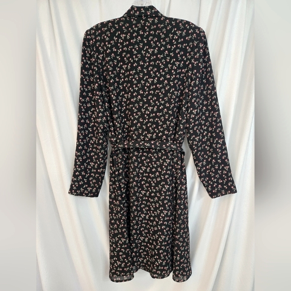 Chaus Black Floral Long Sleeve Casual Workwear Fall Dress - Picture 3 of 9